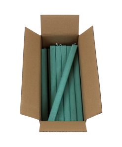 18 styk gennemfarvede søgrønne firkantede stagelys på 24 centimeter i 100% ren stearin