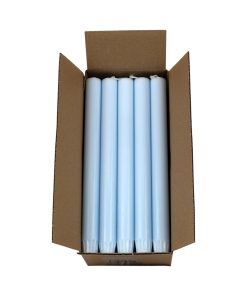 20 styk baby blå kronelys med flad top på 24 centimeter i 100% ren stearin