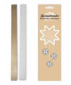 2,5 centimeter brede stjernestrimler i guld og hvid med guldprikker i metallic papir til fem færdige stjerner