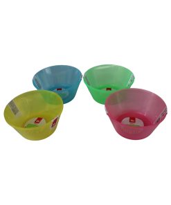 plastik skåle i gul,grøn,pink og blå