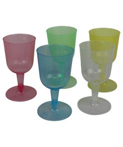 plastik vinglas i gul,grøn,pink og blå