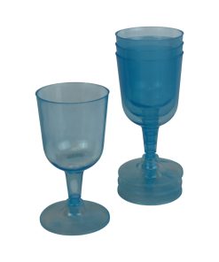 4 styk klare blå vinglas i plastik på 160 milliliter