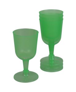 4 styk klare grønne vinglas i plastik på 160 milliliter