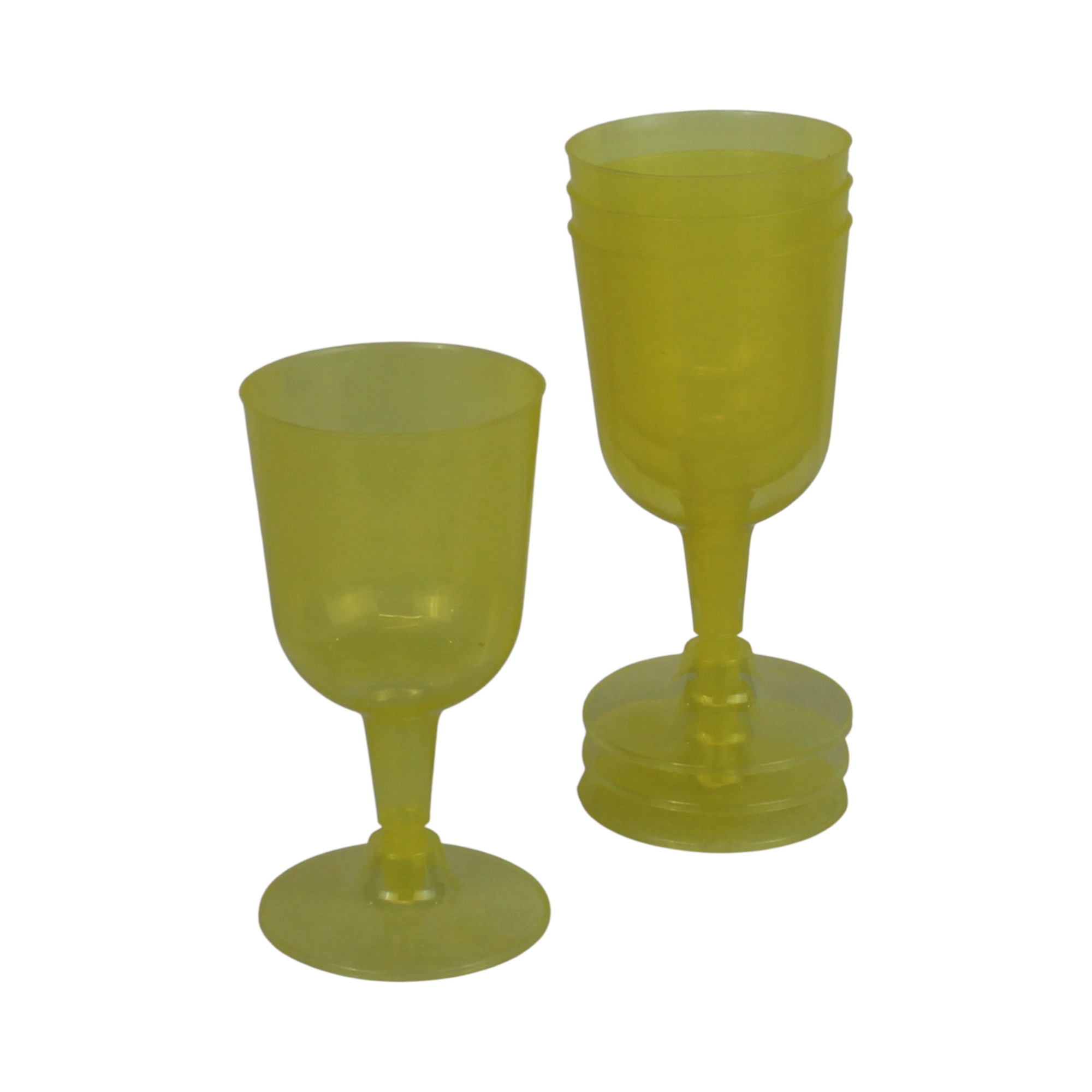 4 styk klare gule vinglas i plastik på 160 milliliter