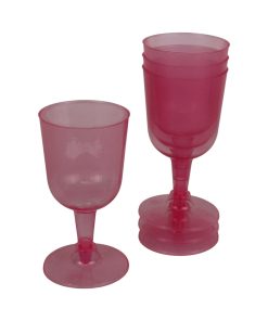 4 styk klare pink vinglas i plastik på 160 milliliter