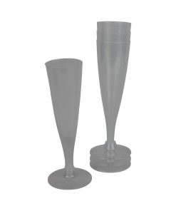 4 styk klare champagneglas i plastik på 130 milliliter