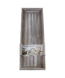 40 centimeter vasket gråt aflangt træfad med kant