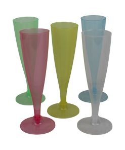 plastik champagneglas i gul,grøn,pink,blå og klar