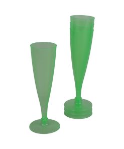 4 styk klare grønne champagneglas i plastik på 130 milliliter