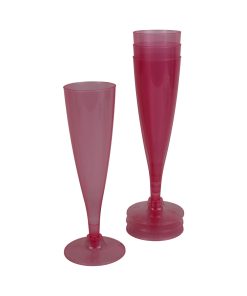 4 styk klare pink champagneglas i plastik på 130 milliliter