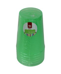 6 styk klare grønne vandglas i plastik på 280 milliliter