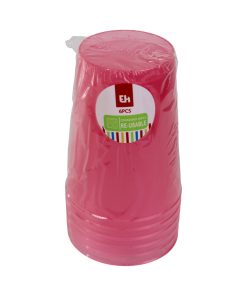 6 styk klare pink vandglas i plastik på 280 milliliter