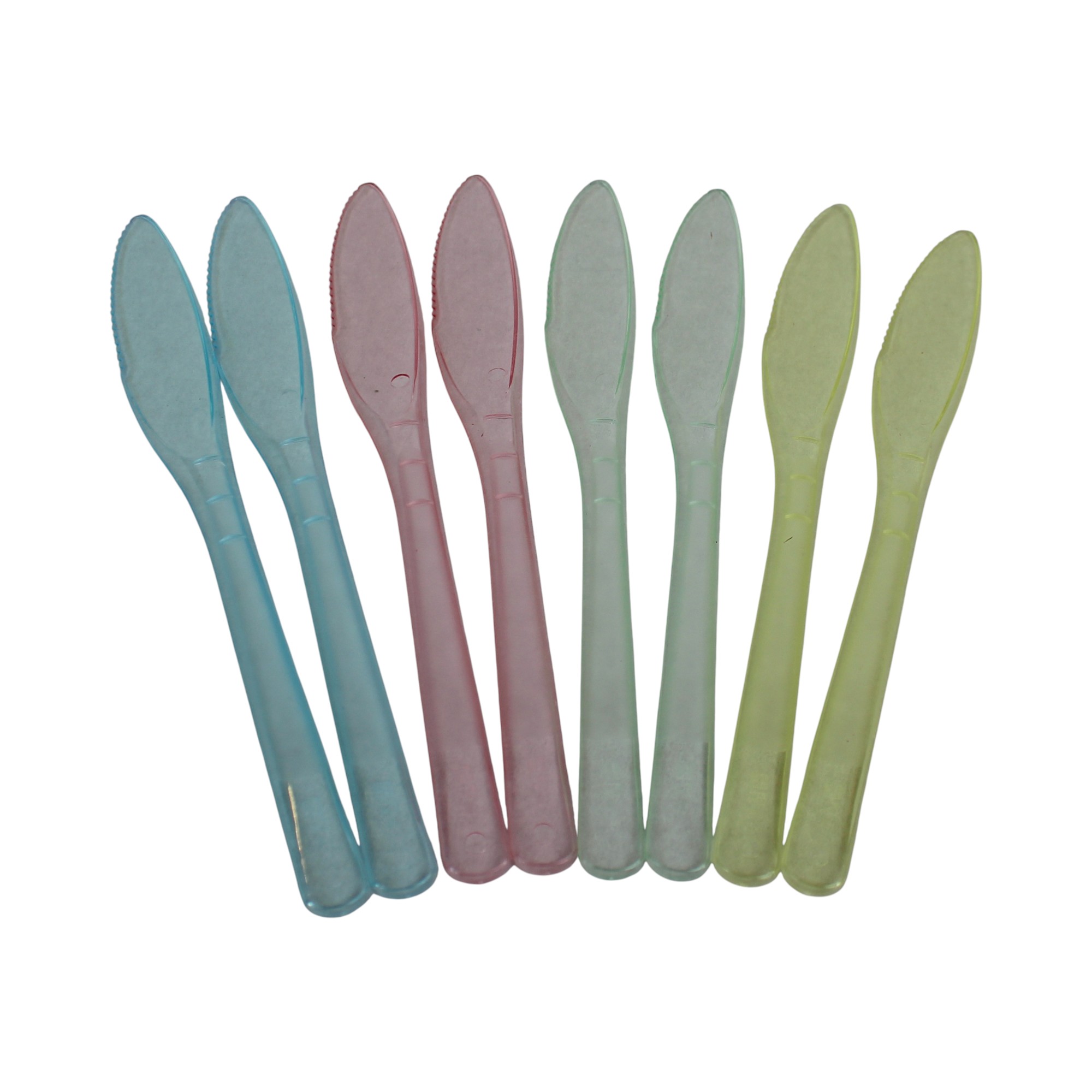 plastikknive i gul,grøn,pink og blå