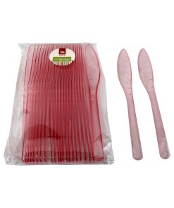 25 styk pink knive på 17,5 centimeter i klar plastik