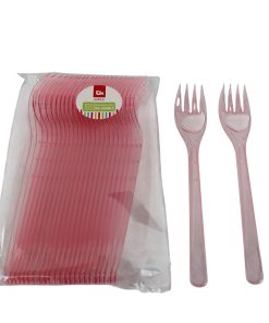 25 styk pink gafler på 17,5 centimeter i klar plastik