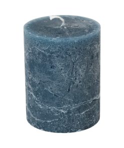 petroleumsblåt gennemfarvet rustikt bloklys med flad top på 6,9 x 9 centimeter
