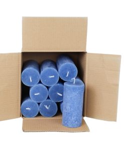 10 styk blå gennemfarvede rustikt bloklys med flad top på 5,7 x 12 centimeter