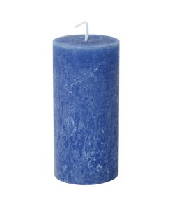 blåt gennemfarvet rustikt bloklys med flad top på 5,7 x 12 centimeter