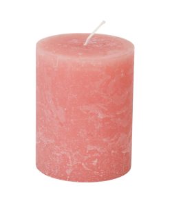 laksefarvet gennemfarvet rustikt bloklys med flad top på 6,9 x 9 centimeter