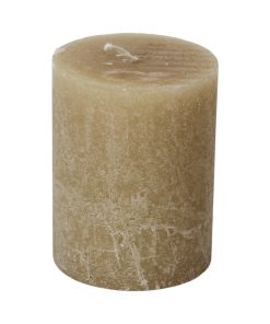 sandfarvet gennemfarvet rustikt bloklys med flad top på 6,9 x 9 centimeter