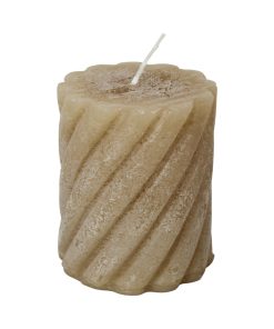 sandfarvet spiralsnoet rustikt bloklys med flad top på 7 x 8,5 centimeter