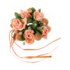 8 centimeter orange/laksefarvet lyskrans med roser, satinbånd og glimmer