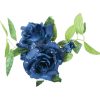 15 centimeter mørkeblå lyskrans til stagelys med roser med vanddråber