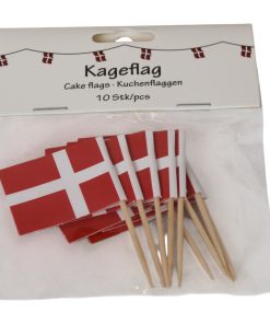 10 styk kageflag i papir og med træpind til kager til fester