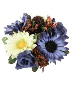 blå og hvid farvede lyskranse med roser og morgenfrue på 10 centimeter i diameter