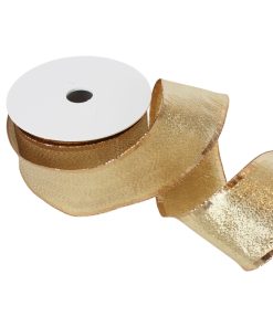 bred skinnende dekorationsbånd i guld 60 millimeter x 25 meter