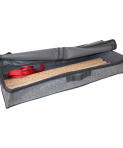 grå opbevaringstaske til gavepapir der måler 12 x 80 x 30 centimeter