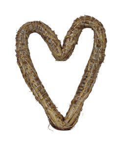 hjerteformet halmkrans på diameter 23 centimeter til dekorationer