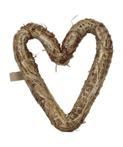 hjerteformet halmkrans på diameter 25 centimeter til dekorationer