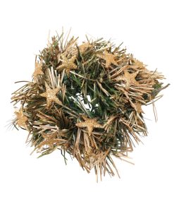 10 centimeter lyskrans med guld og grønne strimler og guldstjerner