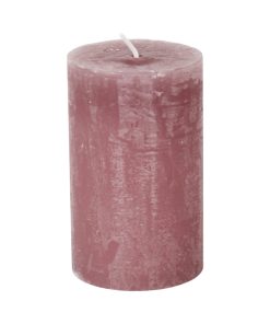 gammelrosa gennemfarvet rustikt bloklys med flad top på 6 x 10 centimeter