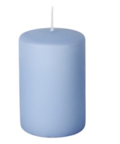 lyseblåt glat bloklys med flad top på 6,8 x 10 centimeter