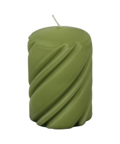 Støvet grønt bloklys med spiralmønster 6,8x10 cm