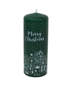 grønt kalenderlys merry christmas 5 x 25 centimeter
