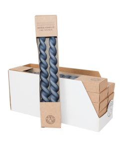 20 styk snoede støvblå stagelys med lav sodetal der måler 28 centimeter