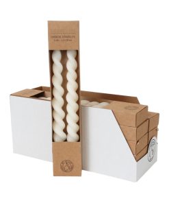 20 styk snoede råhvide stagelys med lav sodetal der måler 28 centimeter