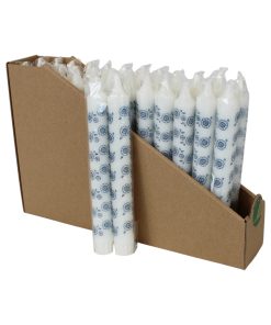 26 styk svanemærkede kronelys i hvid med blå runde mønsterrosetter på 19 centimeter