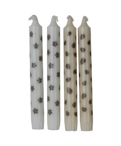 hvide kronelys med kogler og blomster på 19 centimeter i 100% ren stearin