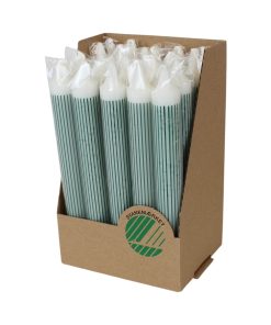 20 styk svanemærkede kronelys i hvid med grønne striber på 19 centimeter