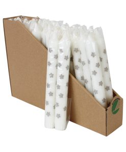 26 styk svanemærkede kronelys i hvid med sandfarvet blomstermønster på 19 centimeter