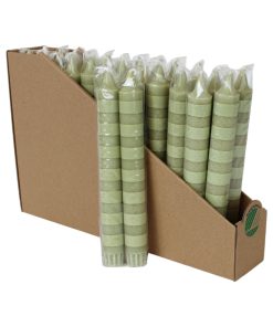 26 styk svanemærkede kronelys i grøn med vandrette striber på 19 centimeter