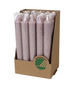 20 styk svanemærkede kronelys i rosa med hvide prikker på 19 centimeter