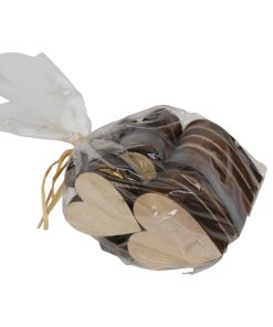 30 styk træhjerter på 6, 5 og 2,5 centimeter med mørk kant