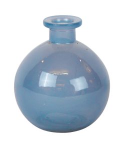 Vase, rund klar LYSEBLÅ transparent glas, 10 cm
