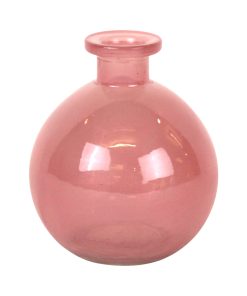 Vase, rund PINK transparant glas, 10 cm