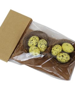 2 fuglereder på 5,5 centimeter med massive gule plettede æg